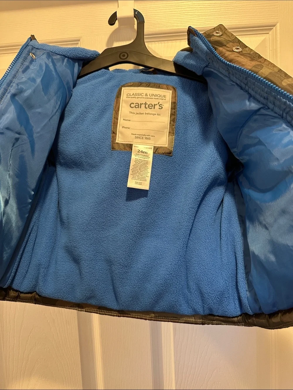 Carters camouflage puffer